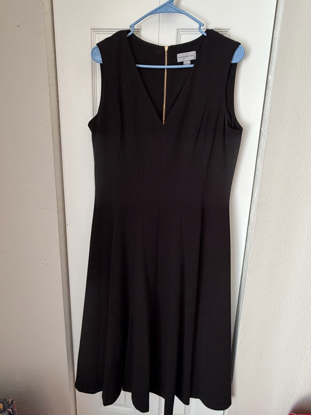 Marc New York Black Sleeveless V-Neck A-Line Dress